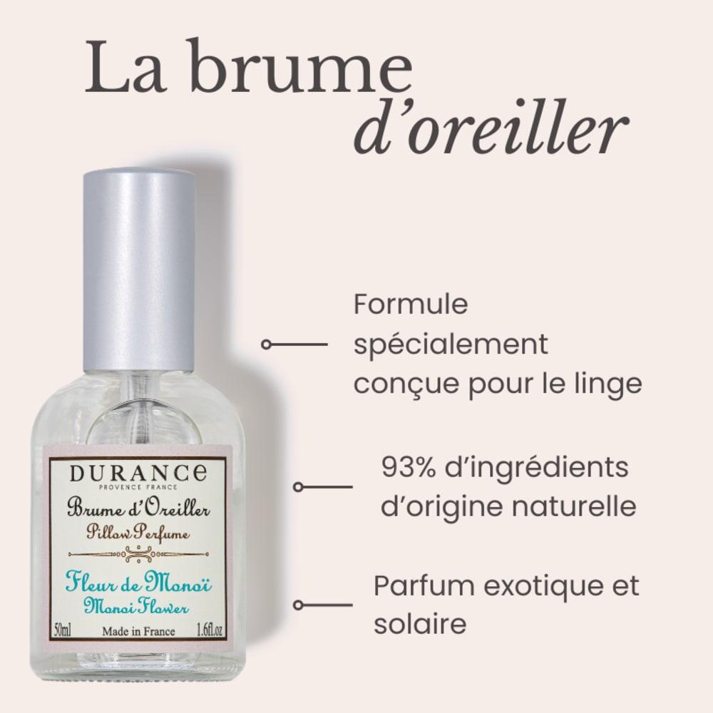 Durance Brume d'oreiller fleur de monoï Transparent Verre