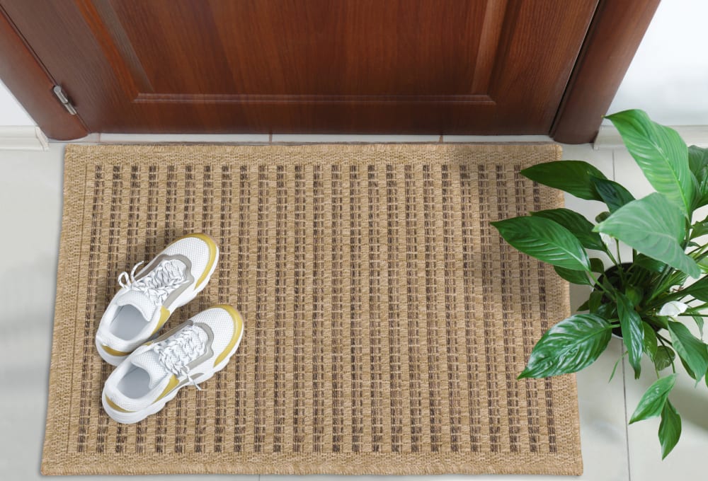 Tapis intérieur et extérieur aspect jute marron 200x290 — vue 3