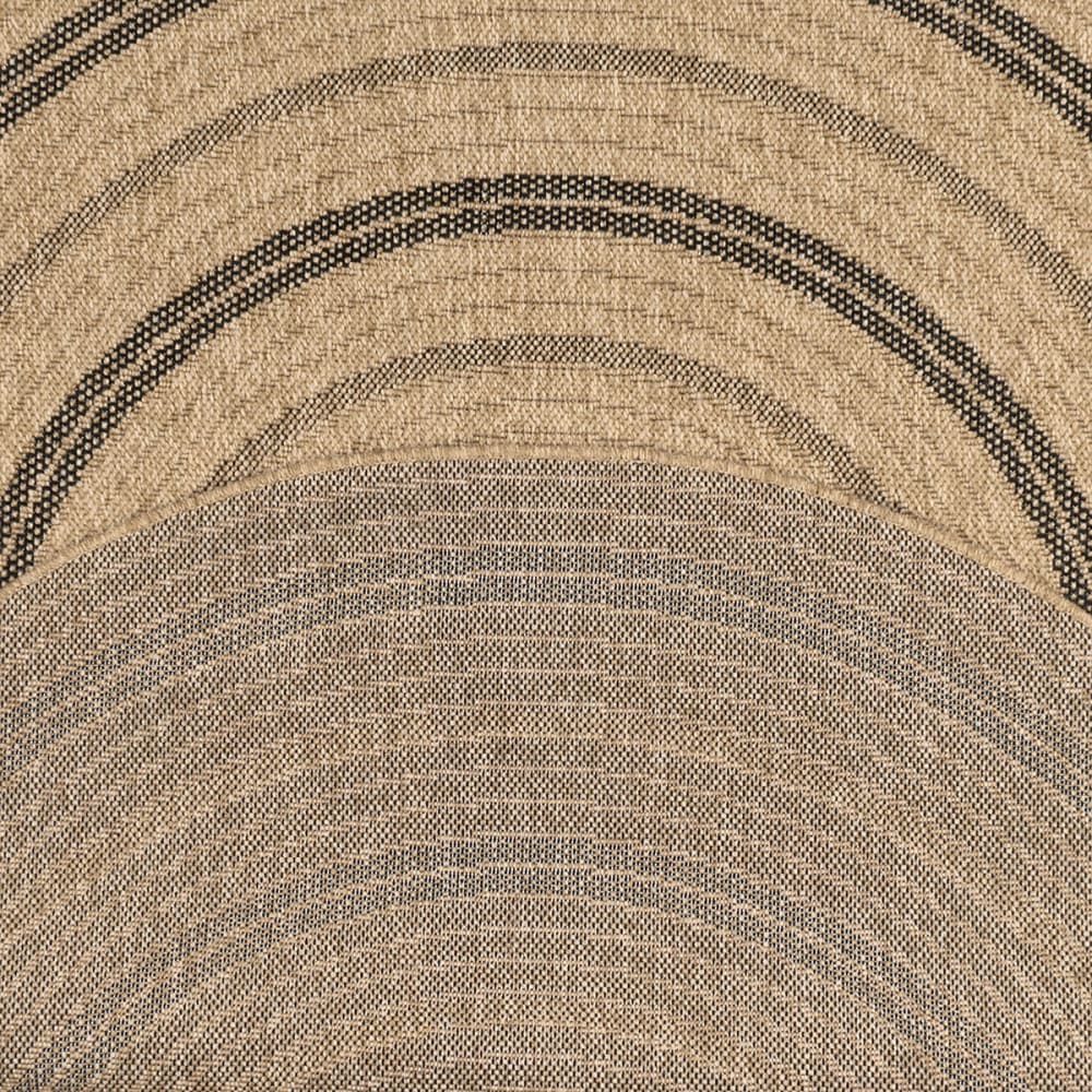 Tapis intérieur et extérieur effet jute motif rond noir diamètre 80 — vue 4