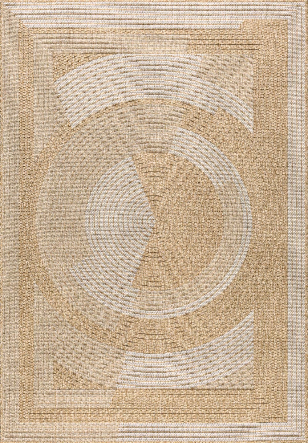 Alfombra interior/exterior efecto yute dibujo abstracto blanco 120x170