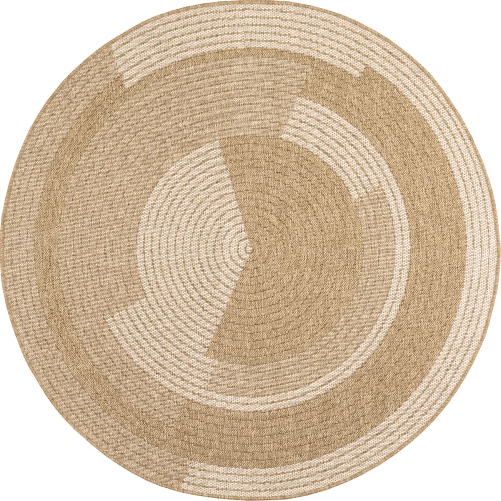 Tapis intérieur et extérieur effet jute motif blanc diamètre 120