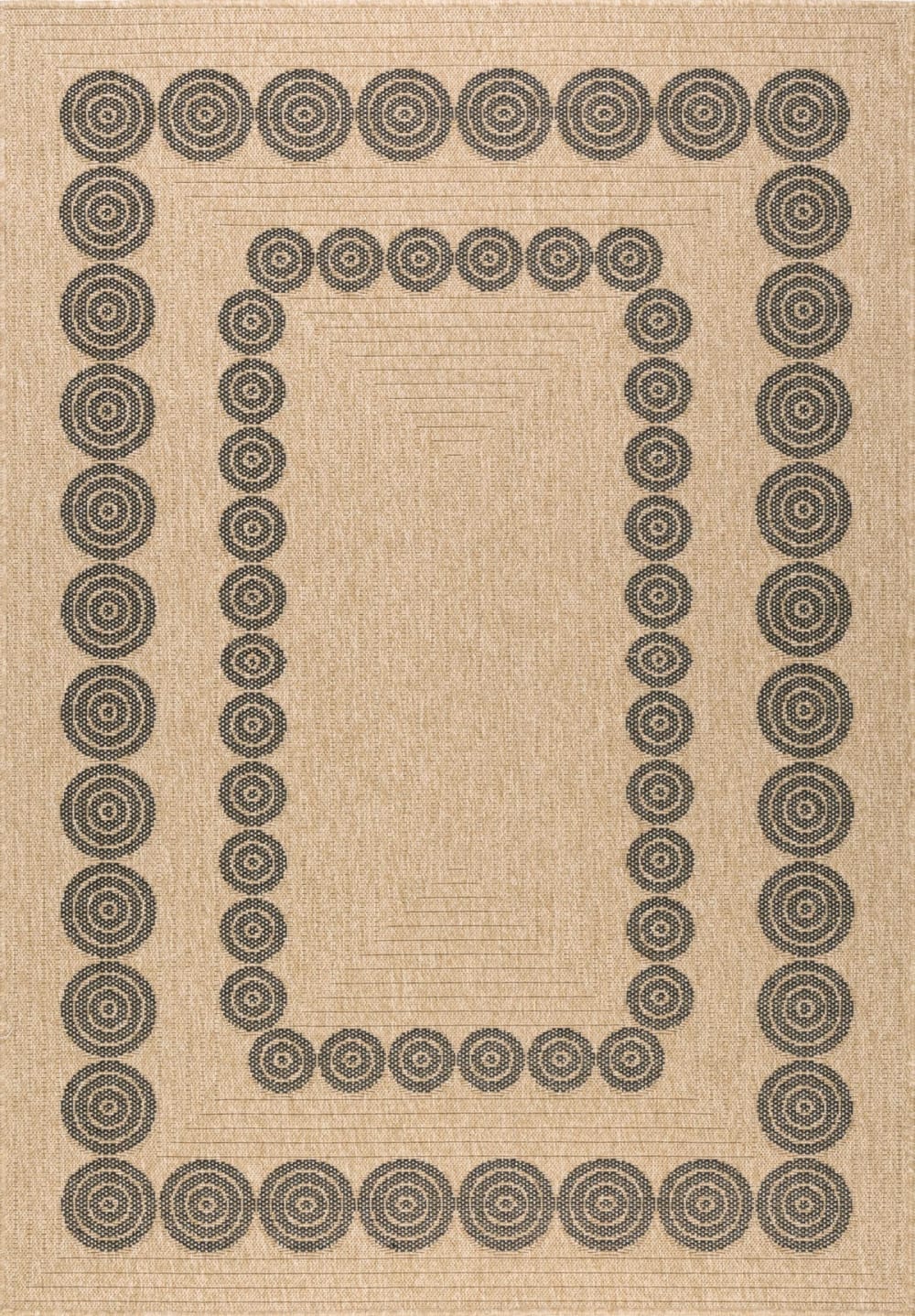 Tapis intérieur et extérieur effet jute motif géométrique noir 200x290