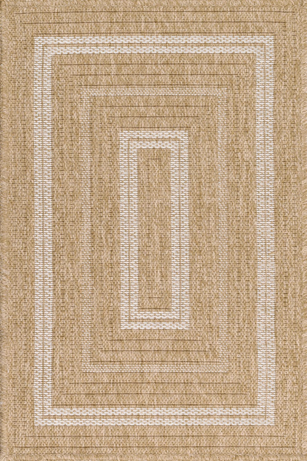 Tapis intérieur/extérieur aspect jute motif rectangulaire blanc 60x90