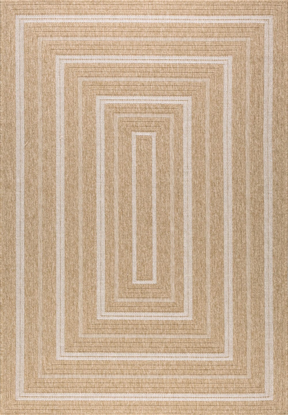 Tapis intérieur/extérieur effet jute motif rectangulaire blanc 200x290