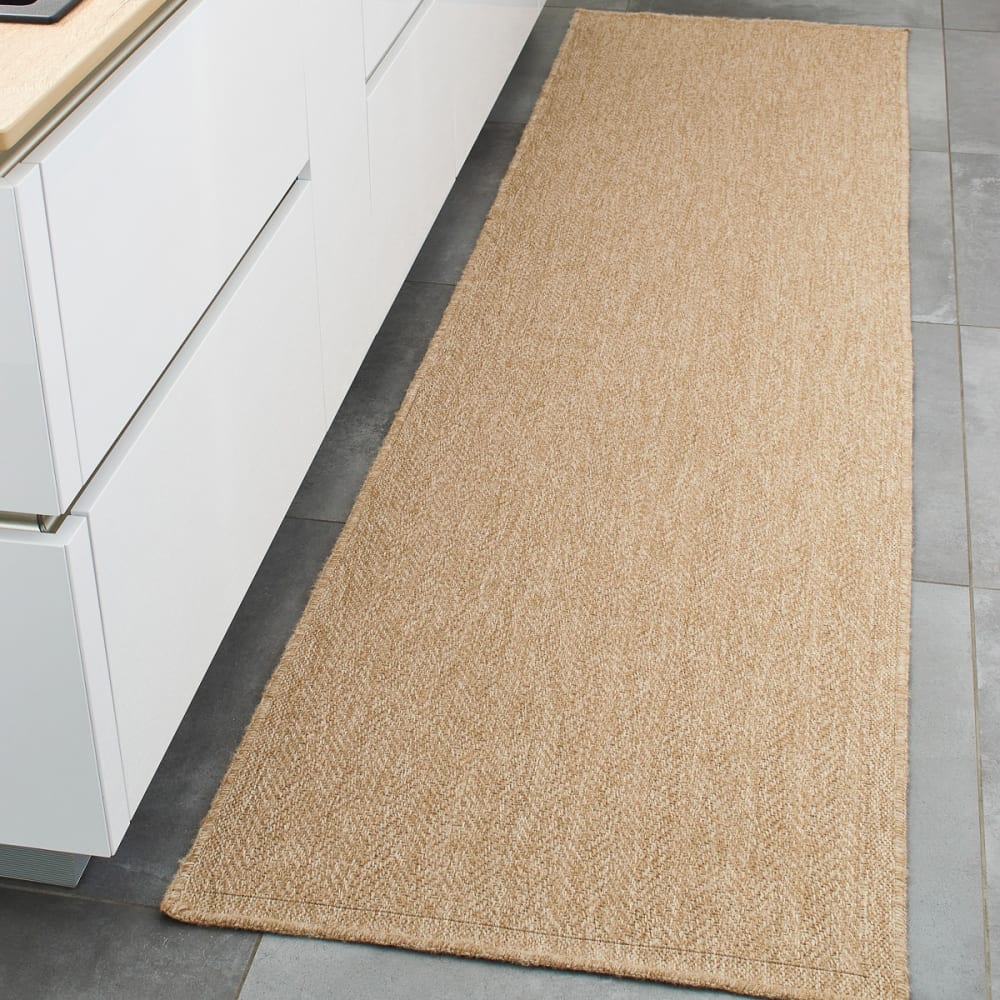 Alfombra interior/exterior con aspecto de yute beige 80x300
