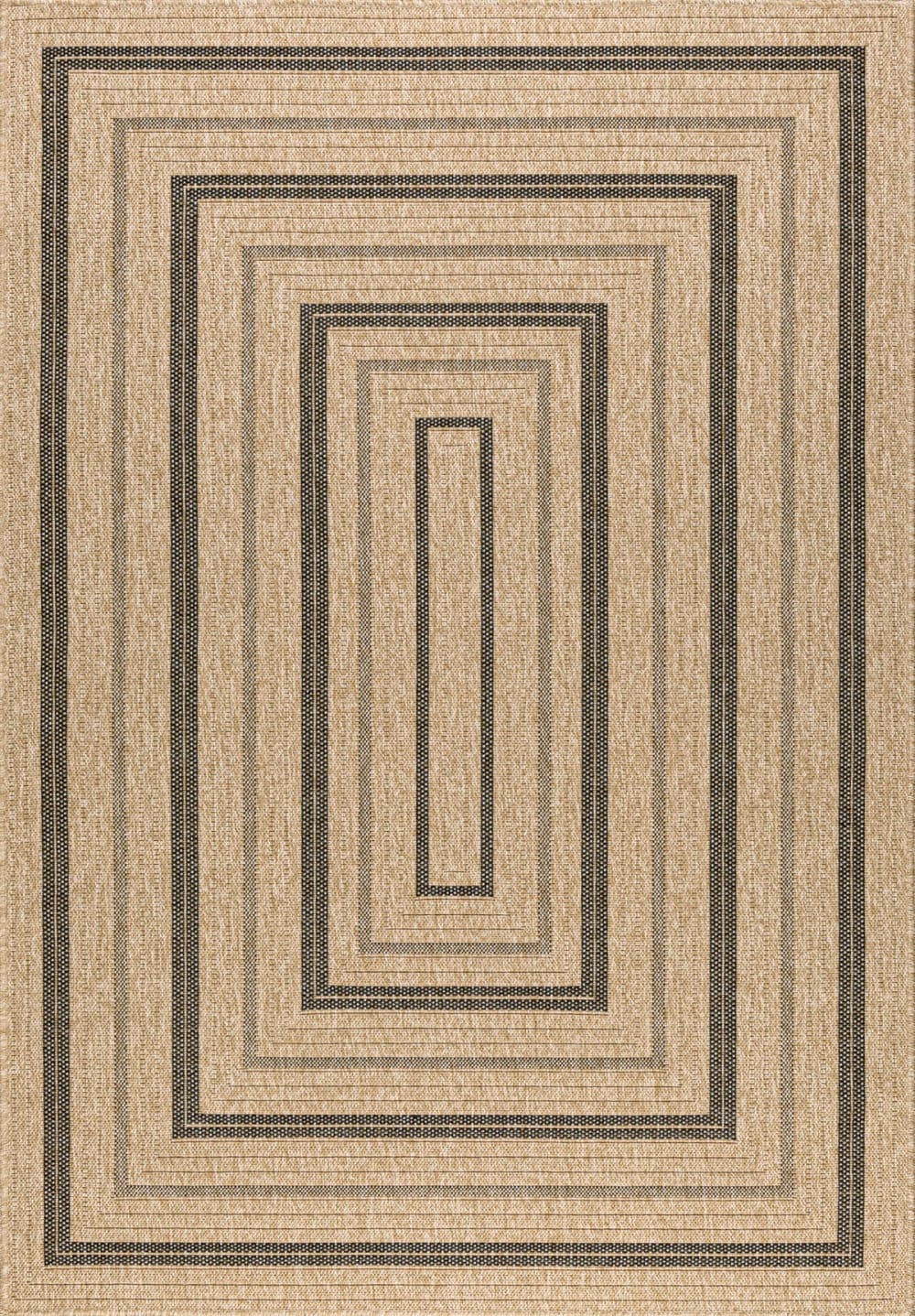 Tapis intérieur et extérieur effet jute motif noir 200x290