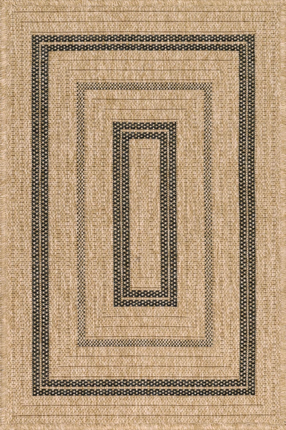 Tapis intérieur et extérieur effet jute motif rectangulaire noir 60x90