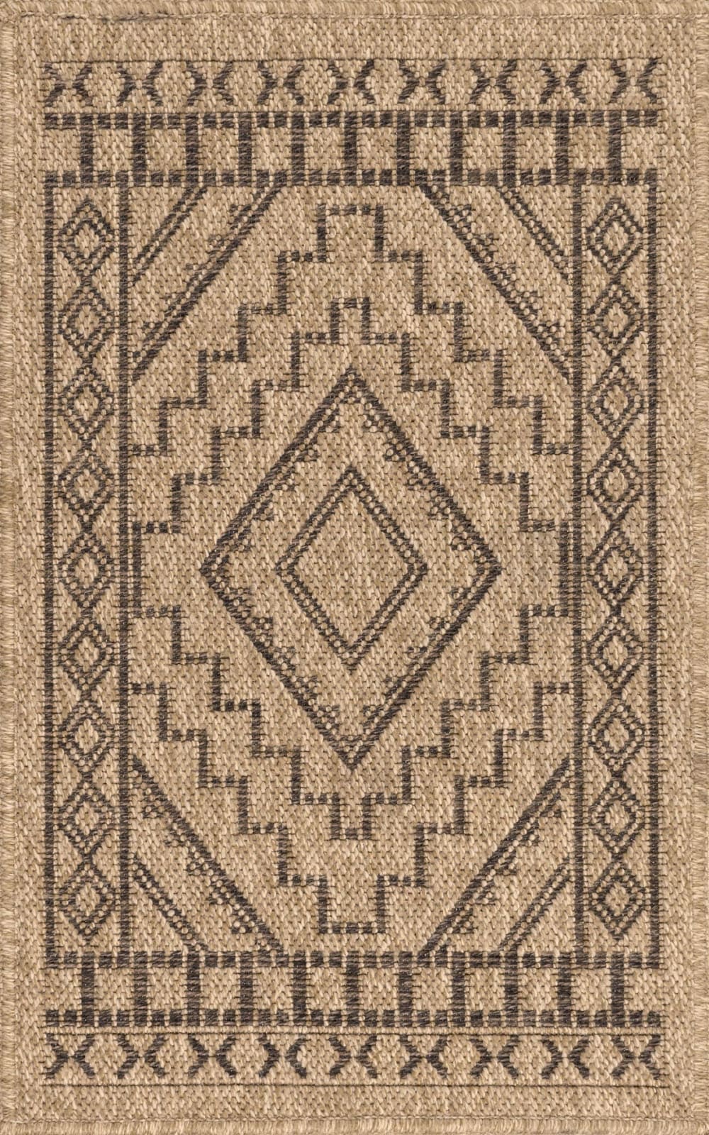 Tapis intérieur et extérieur aspect jute motif géométrique 50x80