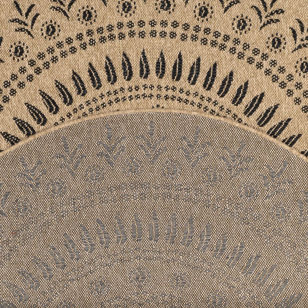Tapis intérieur et extérieur effet jute oriental noir diamètre 120 — vue 4