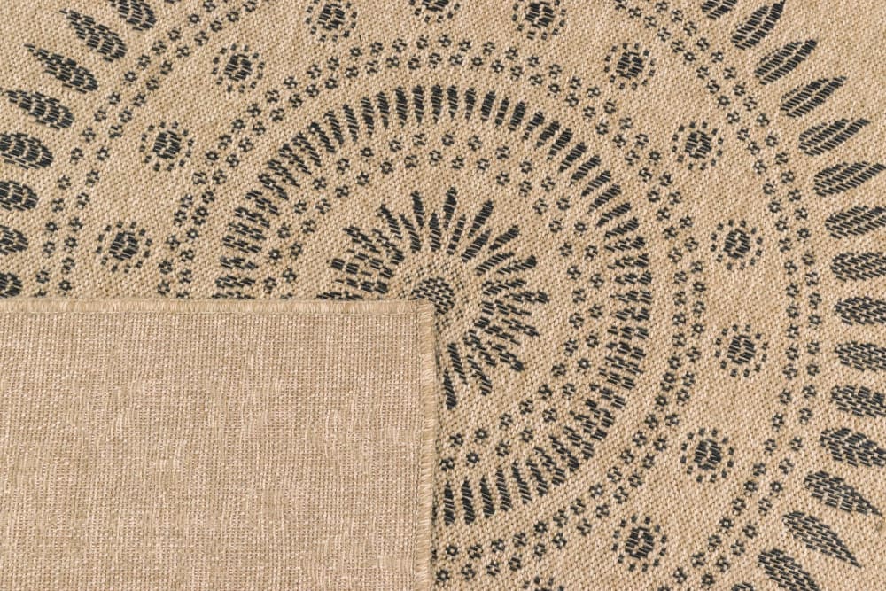 Tapis intérieur et extérieur effet jute motif oriental noir 200x290 — vue 4