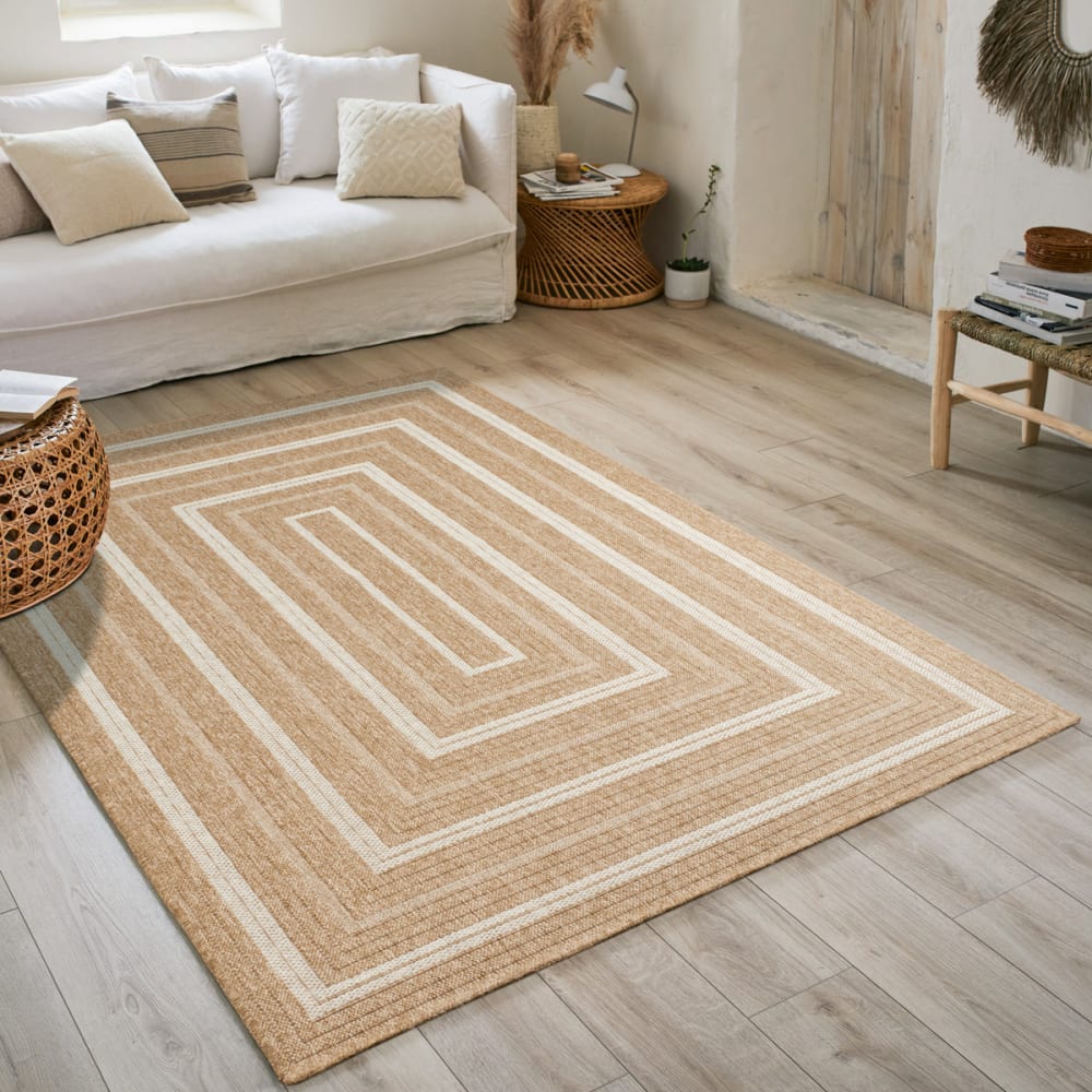 Alfombra interior/exterior efecto yute blanco rectangular 160x230