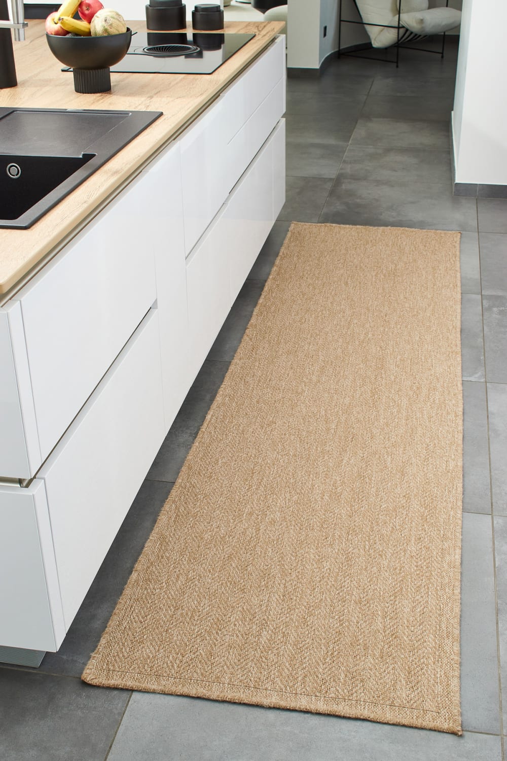 Tapis intérieur et extérieur aspect jute beige chevron 80x150 — vue 3