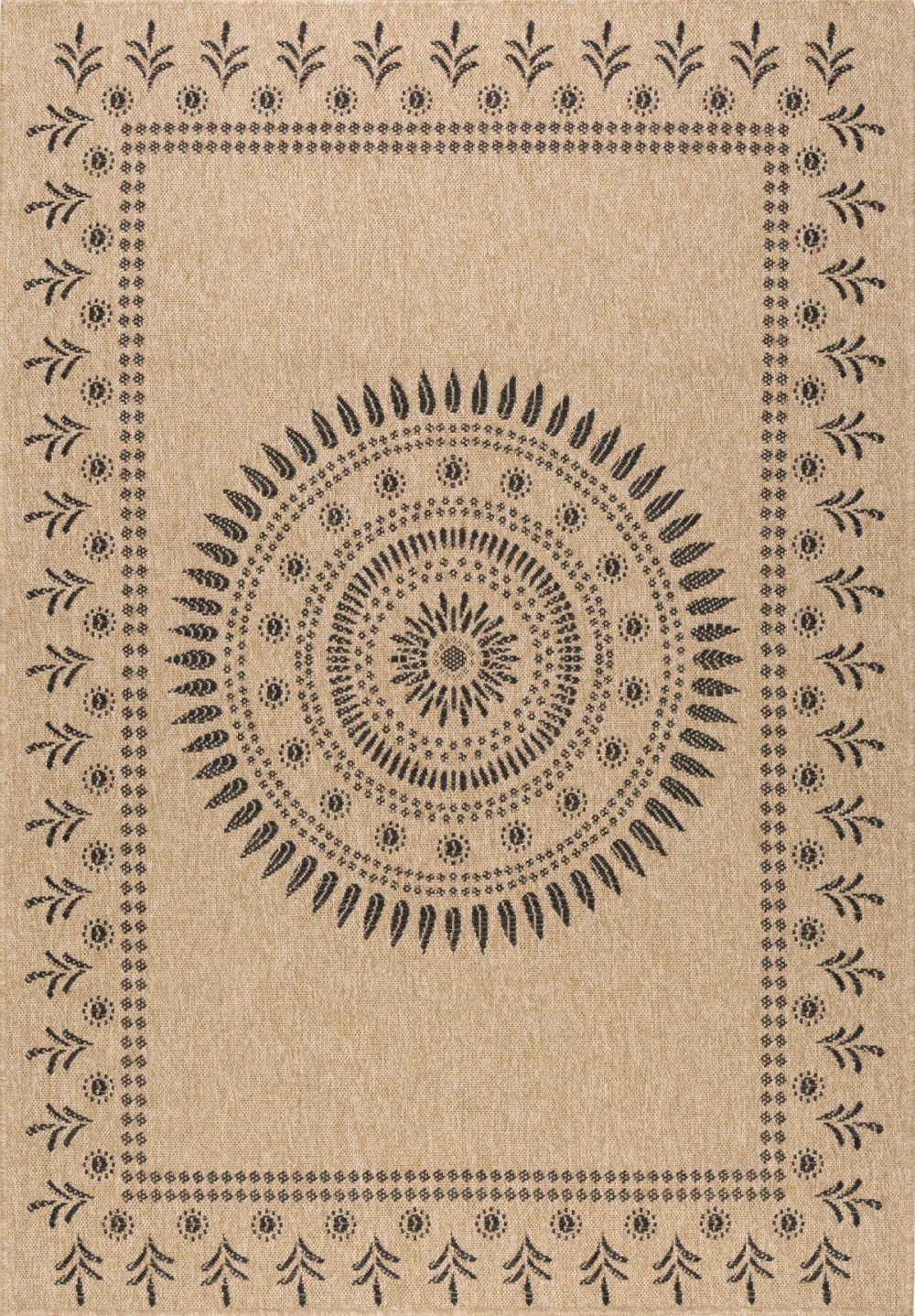 Nazar Teppich in Jute-Optik mit schwarzem orientalischem Muster 160x230 style modern Öko-Tex Zertifikat - Pvc - Polyvinlychlorid