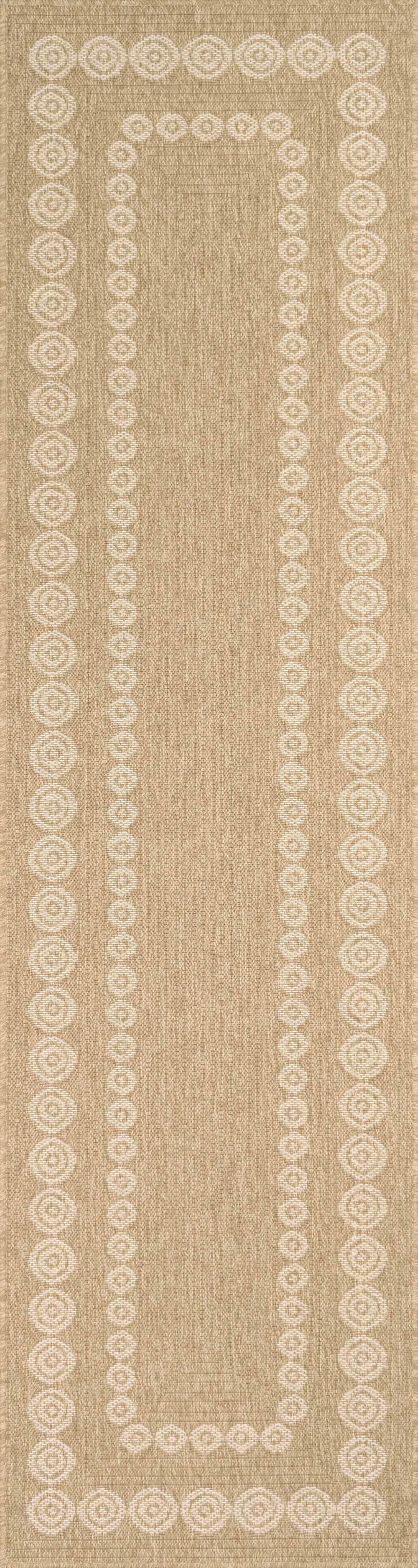 Tapis intérieur et extérieur effet jute motif géométrique blanc 80x300