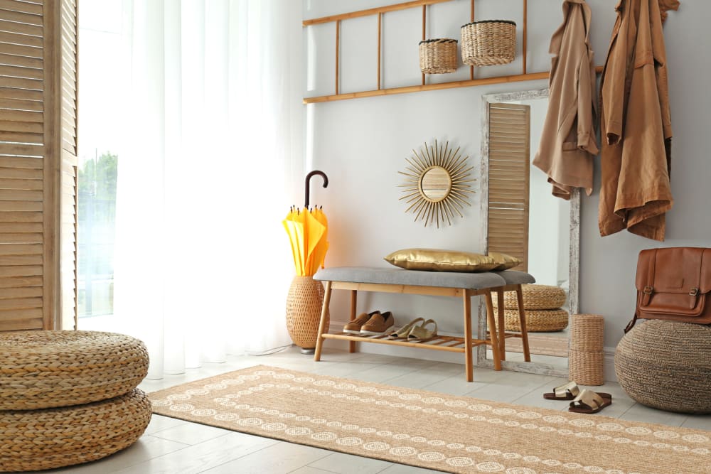 Tapis intérieur et extérieur effet jute motif géométrique blanc 80x300 — vue 3