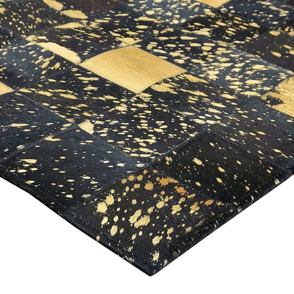 Tapis en cuir recyclé éclats or noir 120x170 — vue 4