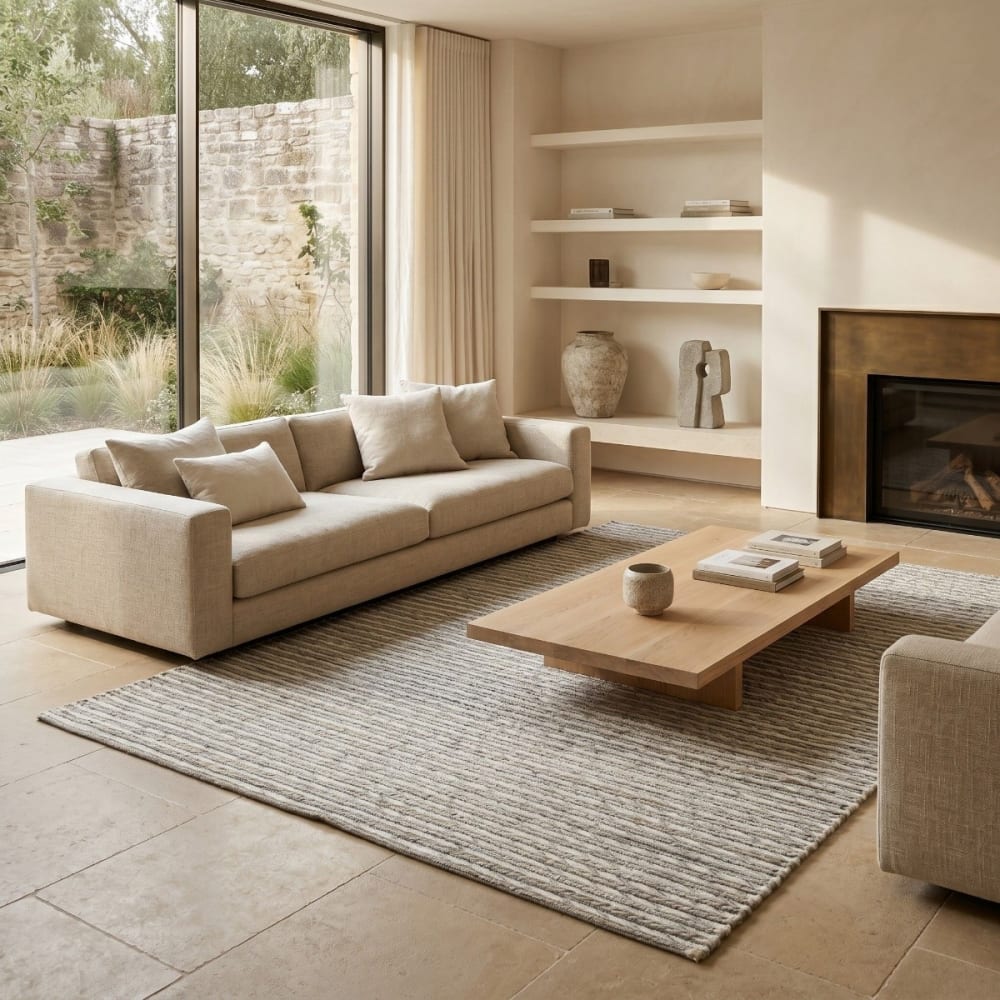 Tapis en laine, jute et coton tresse naturel 120x170 — vue 4