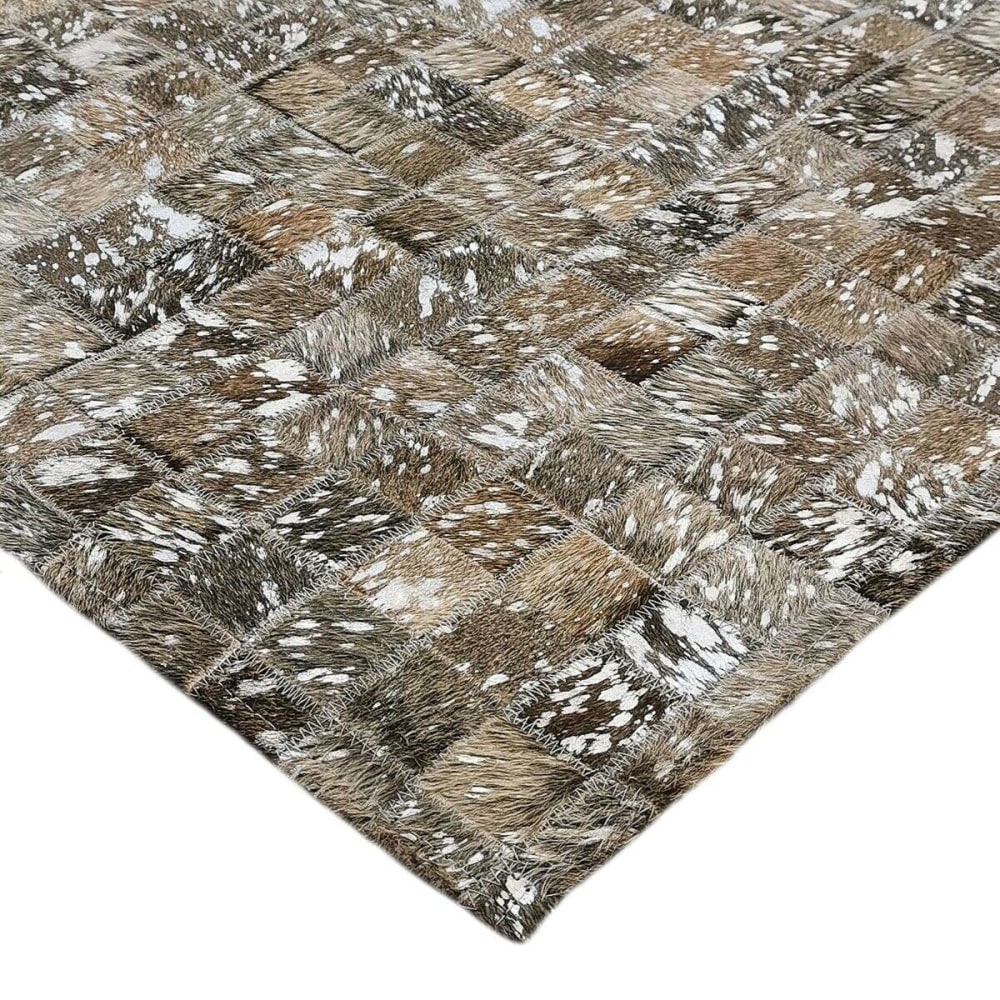 Tapis en cuir recyclé éclats argentés marron 120x170 — vue 4