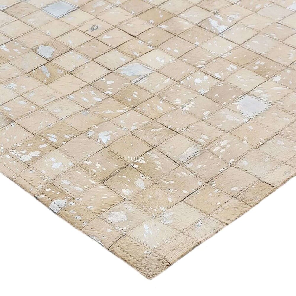 Tapis en cuir recyclé damier blanc 120x170 — vue 4