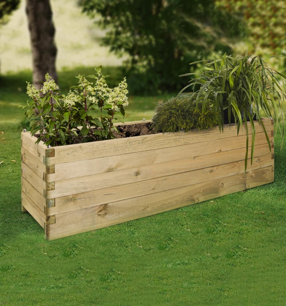 Bac à fleurs rectangle en bois de pin L180cm - Maisons du Monde