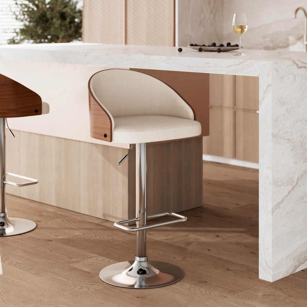 Sgabello regolabile 63/84 cm in tessuto beige - Maison Pavane