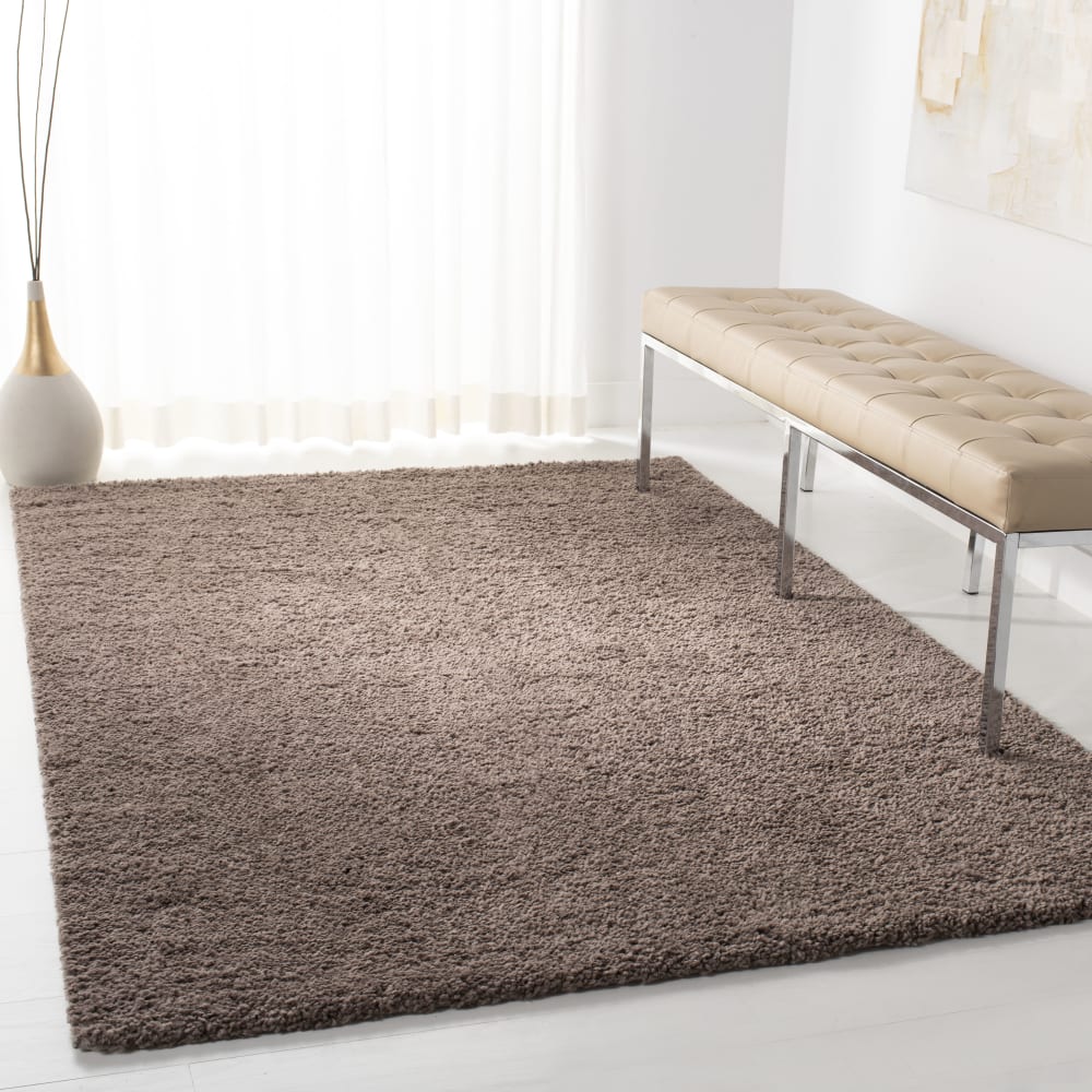 Tapis shag en polypropylène taupe, 122 x 183 cm — vue 3