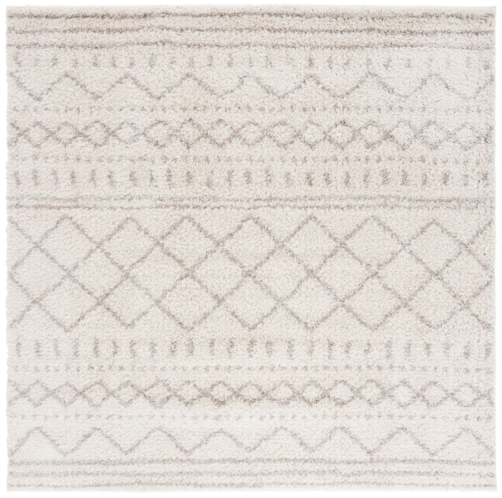 Tapis shag en polypropylène blanc/beige, 201 x 201 cm - Maisons du Monde