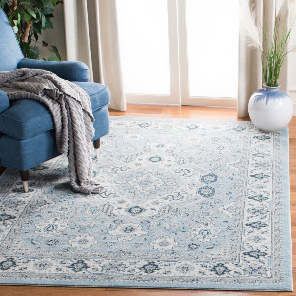 Safavieh Tapis de transition en polypropylène bleu/beige, 122 x 183 cm style vintage - Pp - Polypropylène