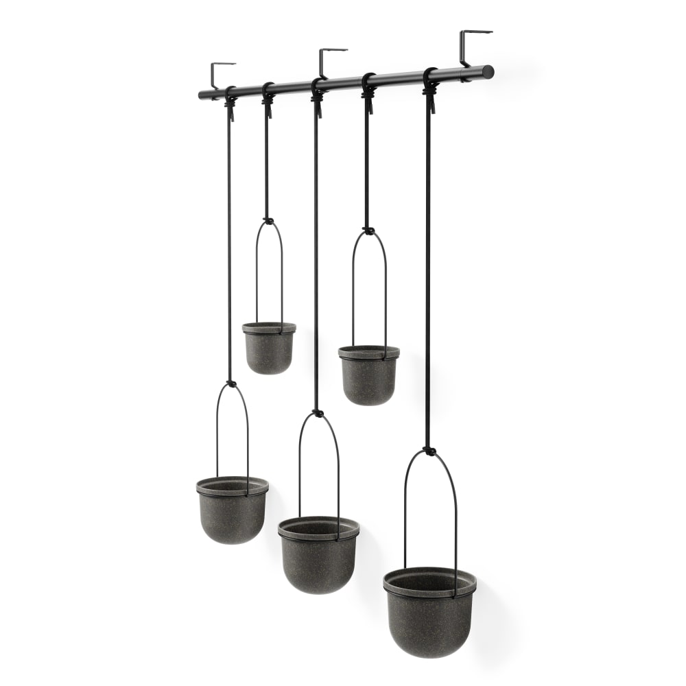 Ensemble de 5 pots de fleurs à suspendre en mélamine noir — vue 4