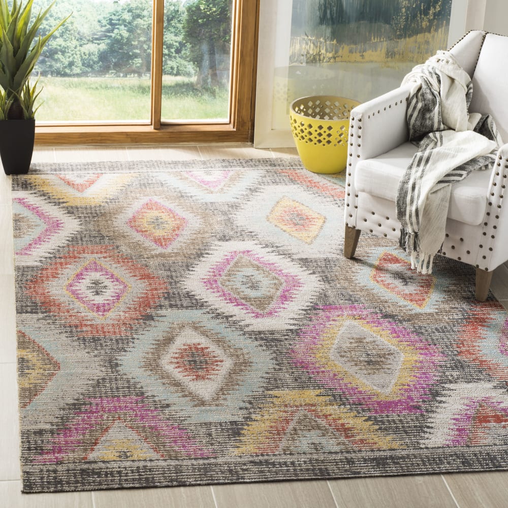 Safavieh Tapis en polypropylène gris/multicolore, 122 x 183 cm style contemporain - Pp - Polypropylène
