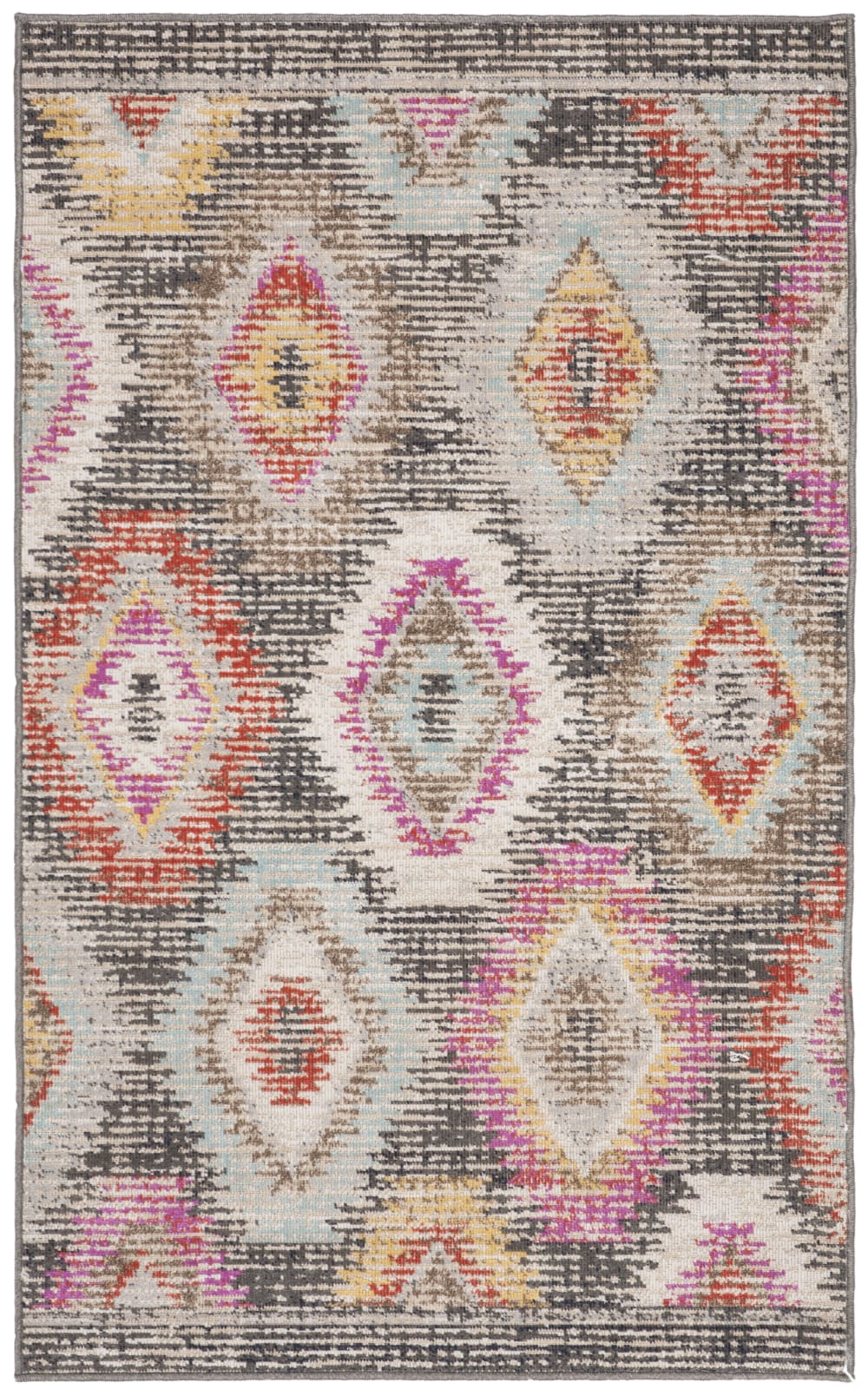 Tapis en polypropylène gris/multicolore, 122 x 183 cm - Maisons du Monde