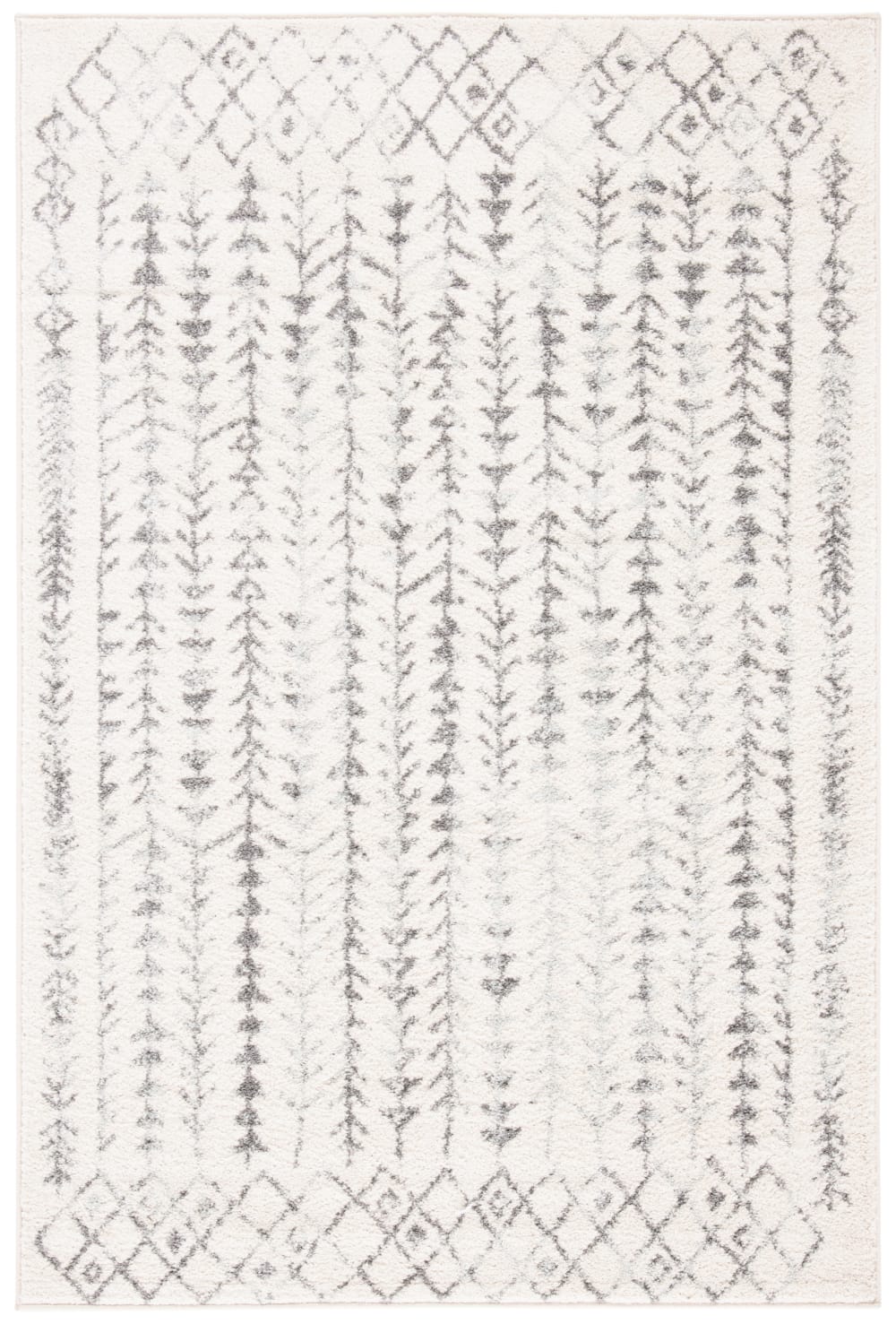 Tapis bohémien en polypropylène blanc/gris, 122 x 183 cm