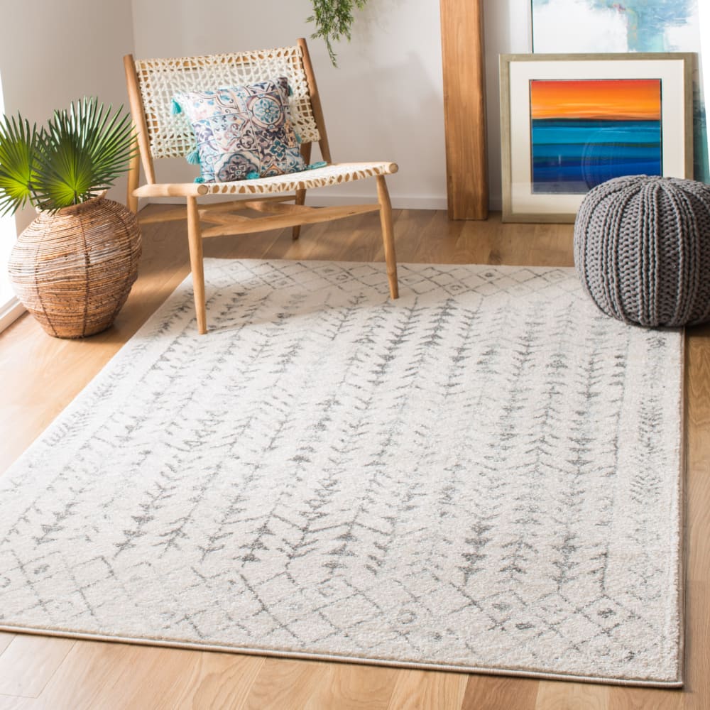 Tapis bohémien en polypropylène blanc/gris, 122 x 183 cm — vue 4