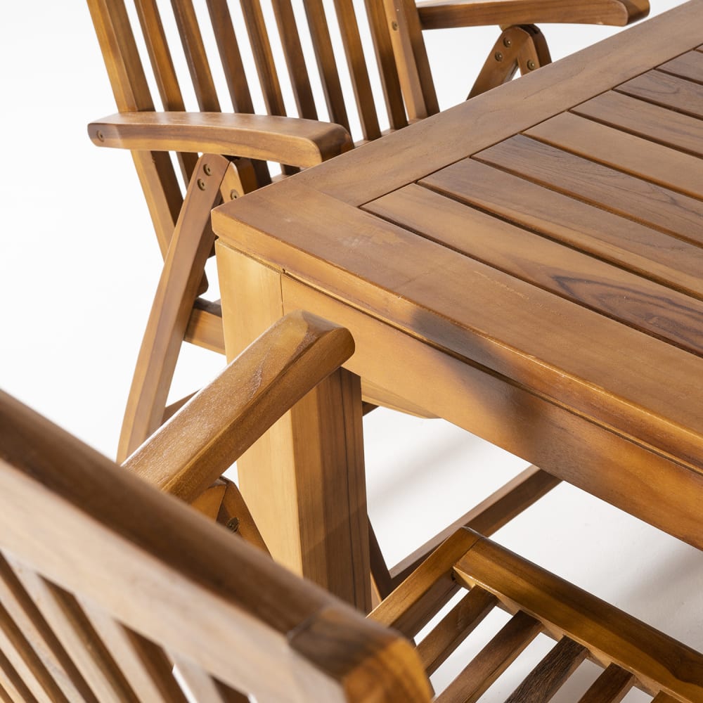 Conjunto de 8 sillones reclinables y mesa de madera de teca de 240 cm - Maisons du Monde