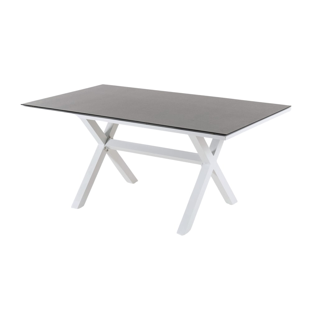 Mesa auxiliar de jardín de aluminio reforzado blanco 80x140x65 cm