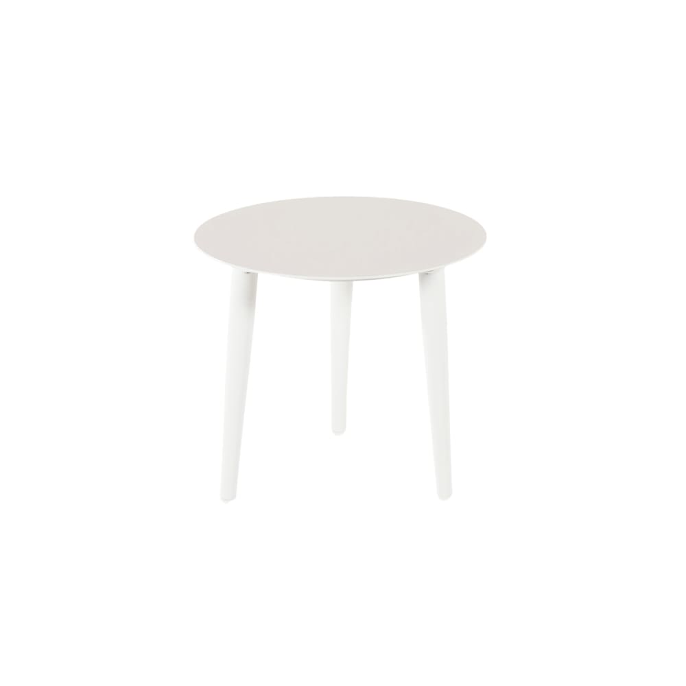 Mesa auxiliar de exterior redonda de aluminio blanco 50x45 cm