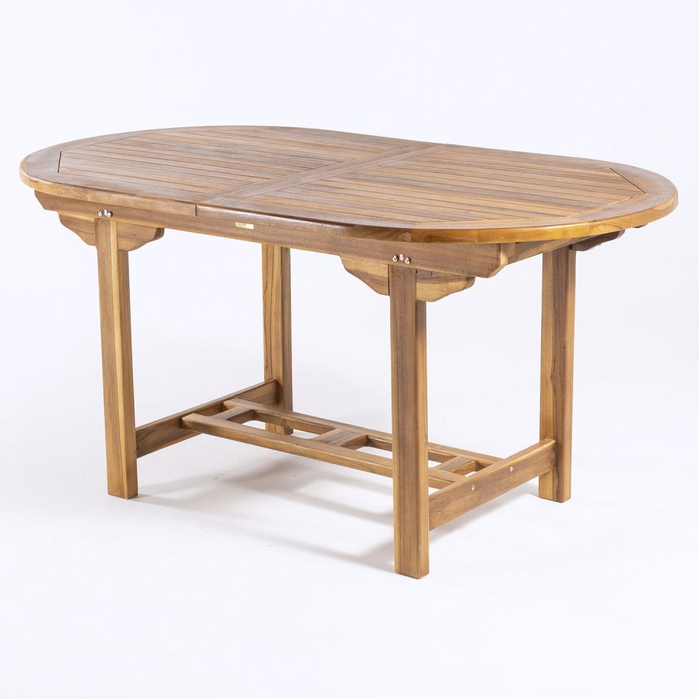 Mesa ovalada de jardín extensible de madera de teca 160 a 210 cm