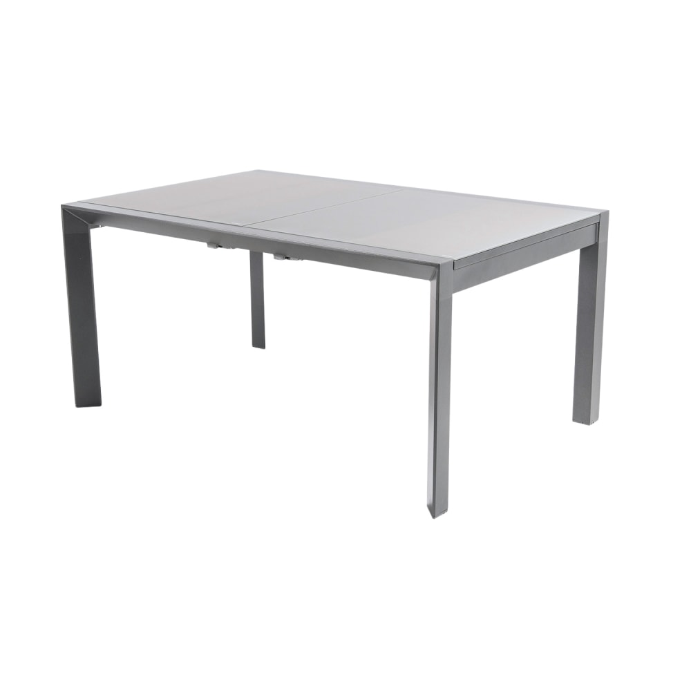 Mesa jardín extensible de aluminio antracita y cristal 160 a 210 cm
