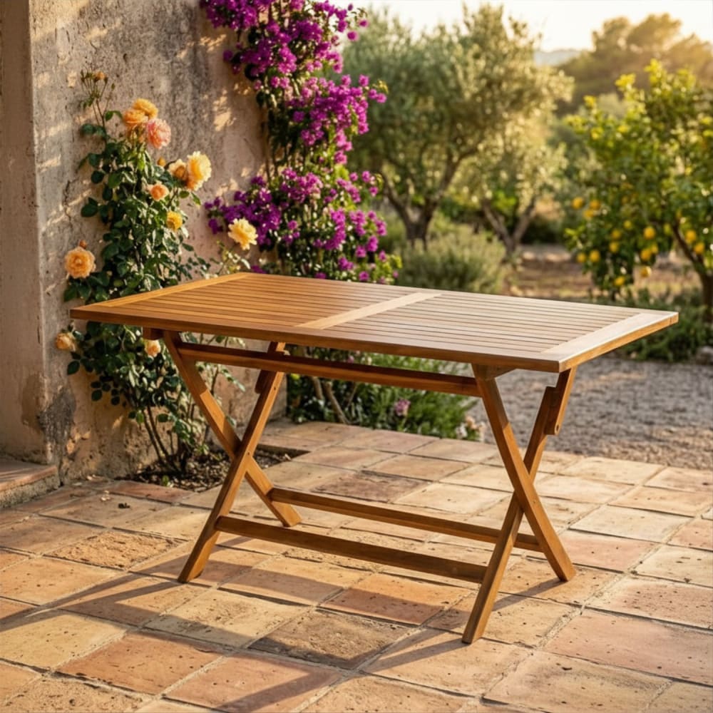 Mesa de jardín rectangular plegable de teca 140x80 cm - Maisons du Monde