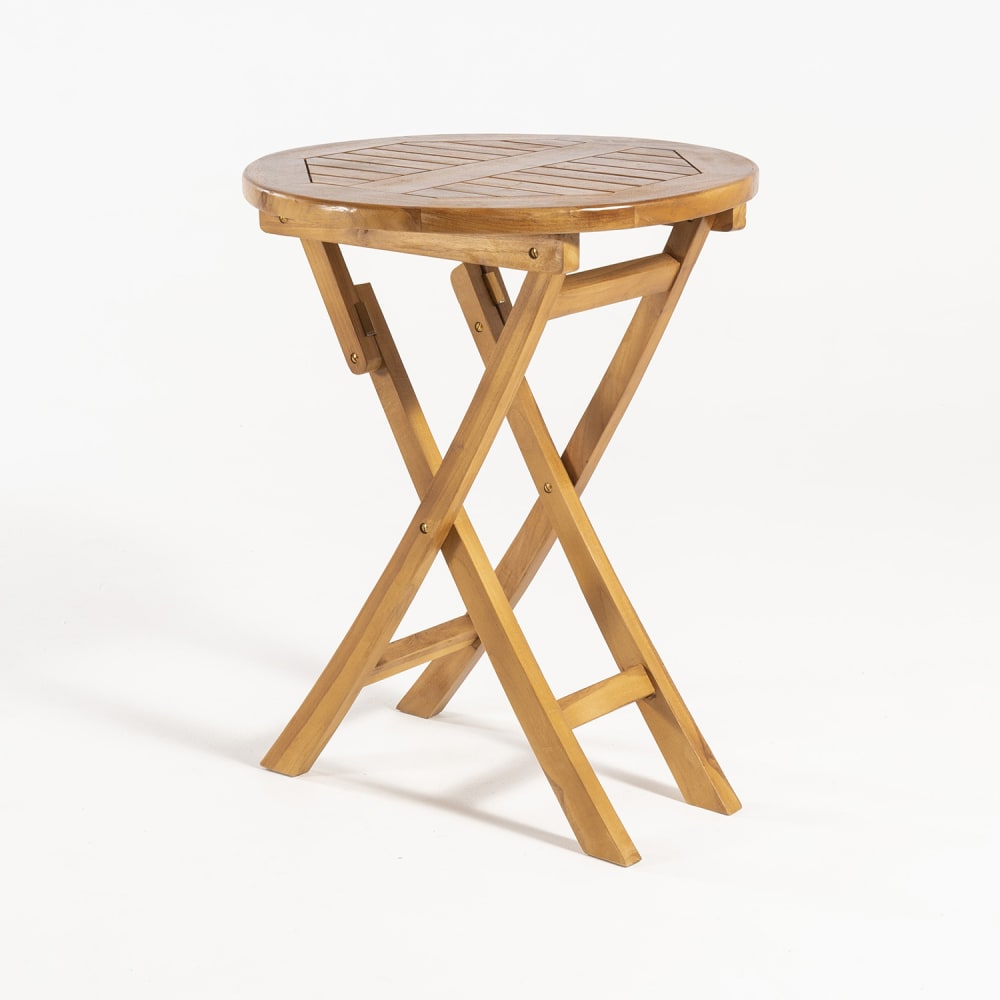 Mesa para jardín redonda y plegable de madera de teca 60x76 cm