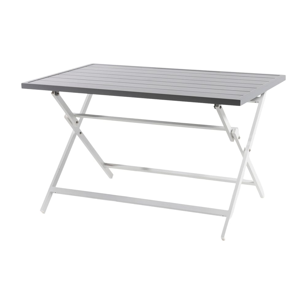 Mesa de exterior plegable de aluminio blanco 120x72x71 cm