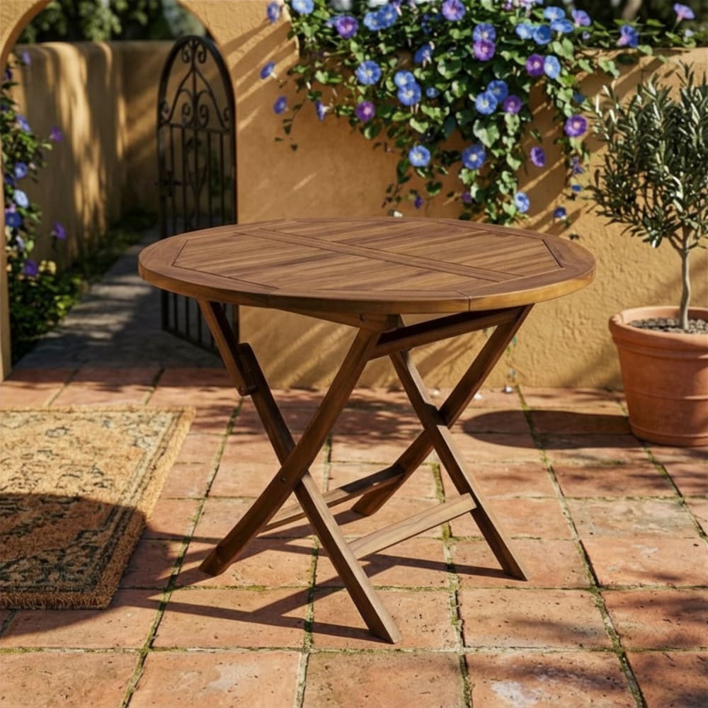 Mesa de exterior plegable de teca de 100 cm - Maisons du Monde