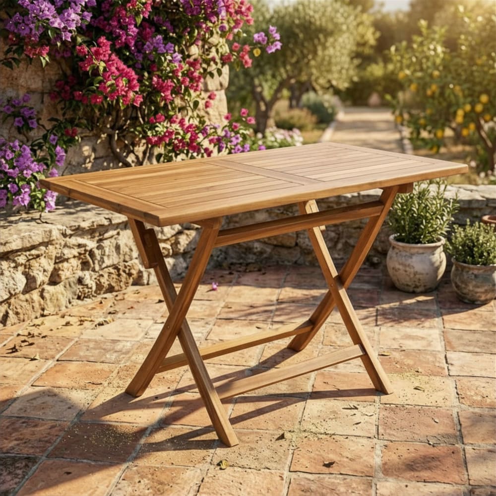 Mesa de jardín rectangular plegable de teca 120x70x77 cm - Maisons du Monde