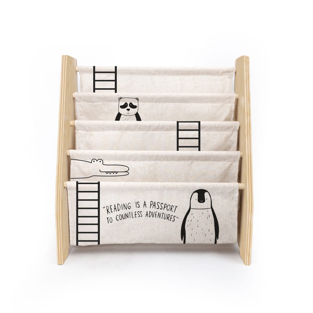 Librería contrachapado de pino y textil