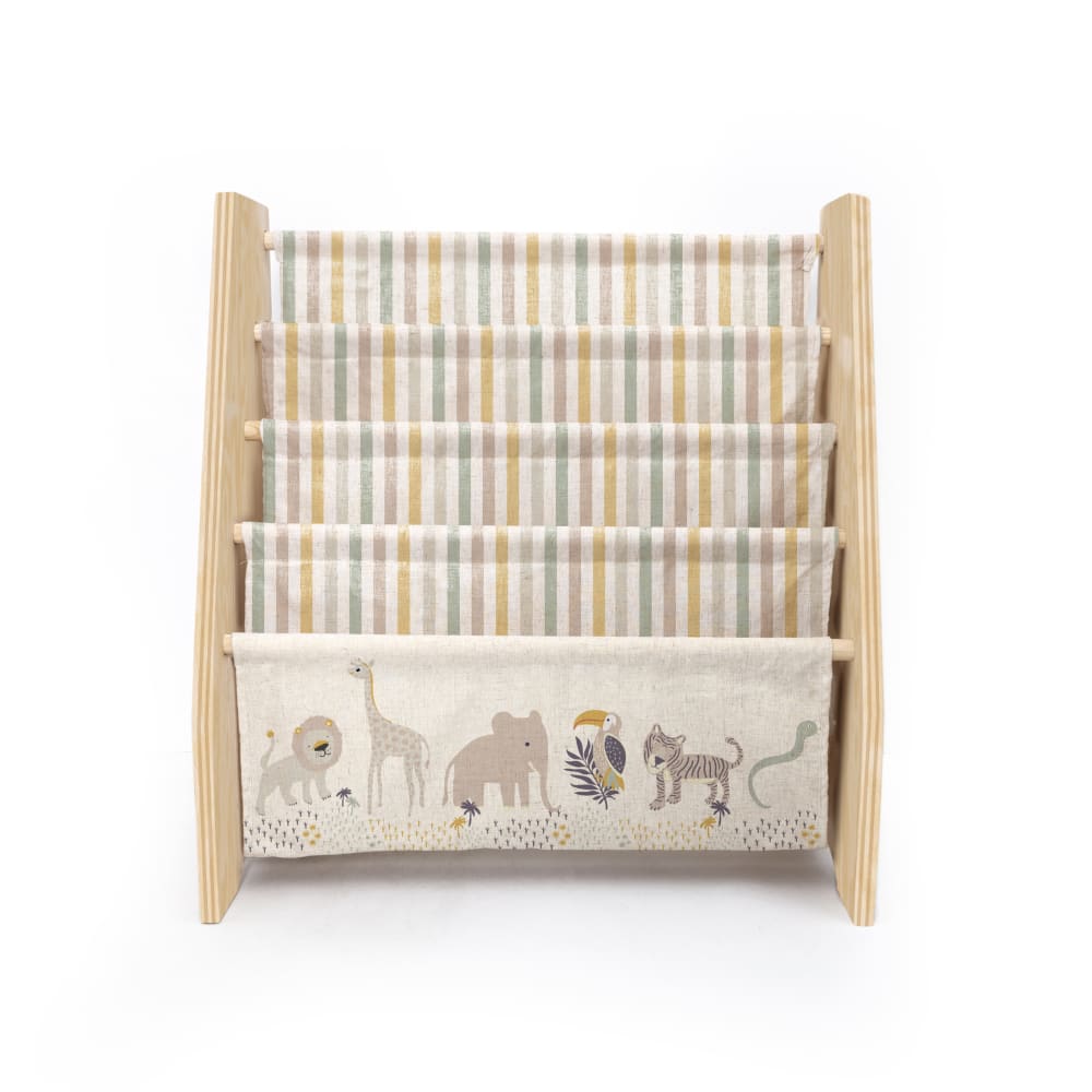 Bibliothèque en contreplaqué pin textil Afrique Montessori (RNT by Really Nice Things) - Image 1