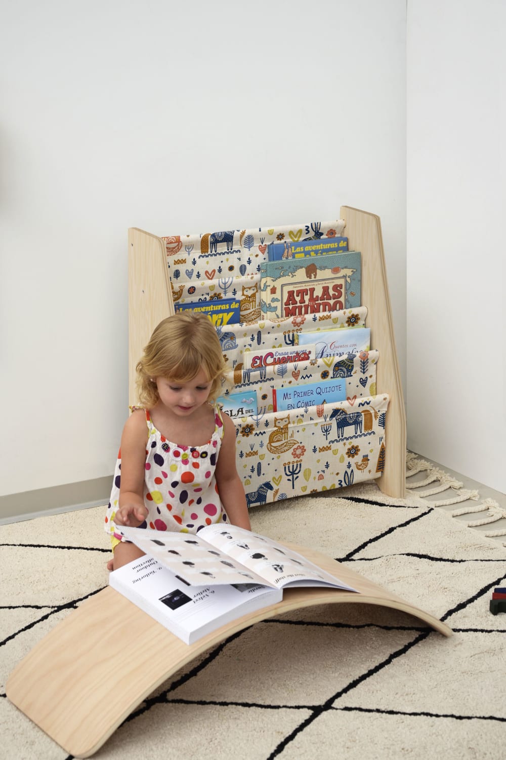 Librería contrachapado pino y textil estampado Nordic Montessori - Maisons du Monde