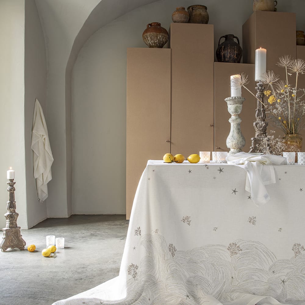 Nappe en lin blanc 170x170