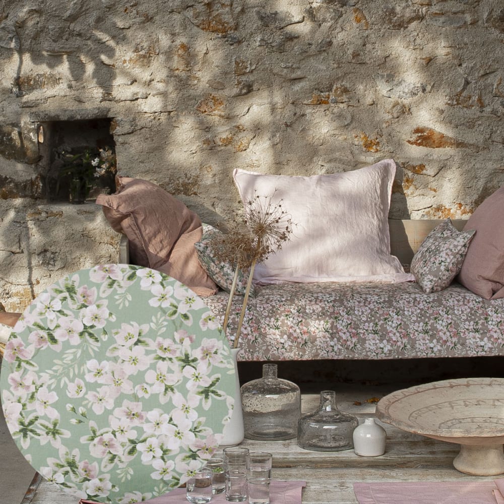 Courtepointe en lin vert 130x180