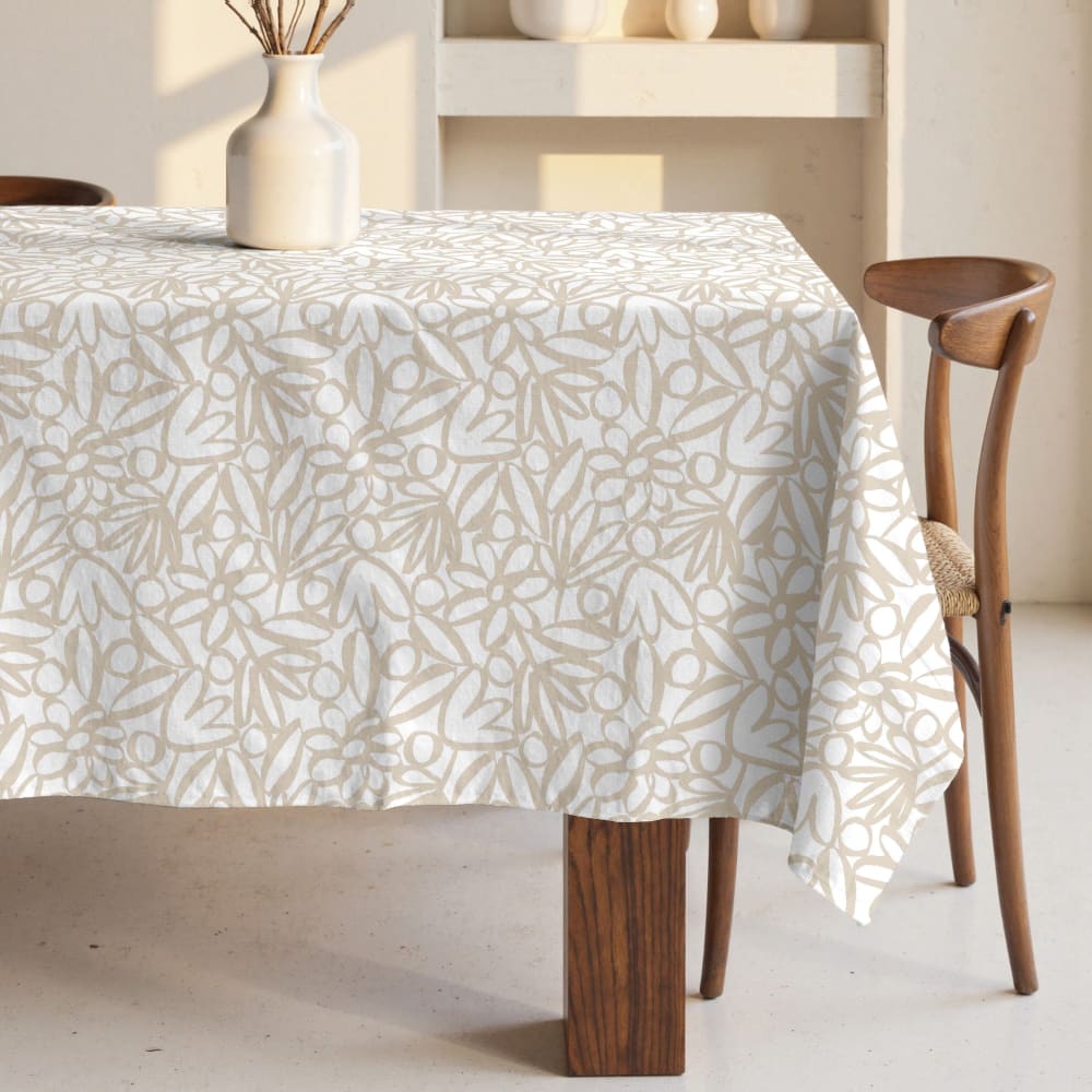 Nappe enduite anti-taches en coton Beige 100x150