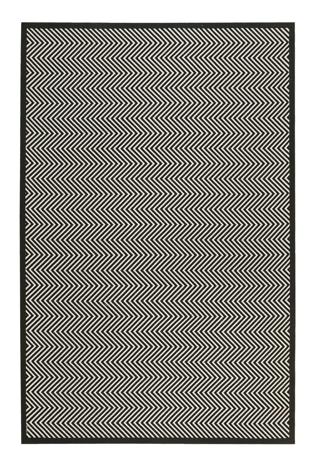 Esprit Wendeteppich schwarz, Fischgräten- & Karo Muster, alle Zimmer 80x300 style modern Öko-Tex Zertifikat - Baumwolle